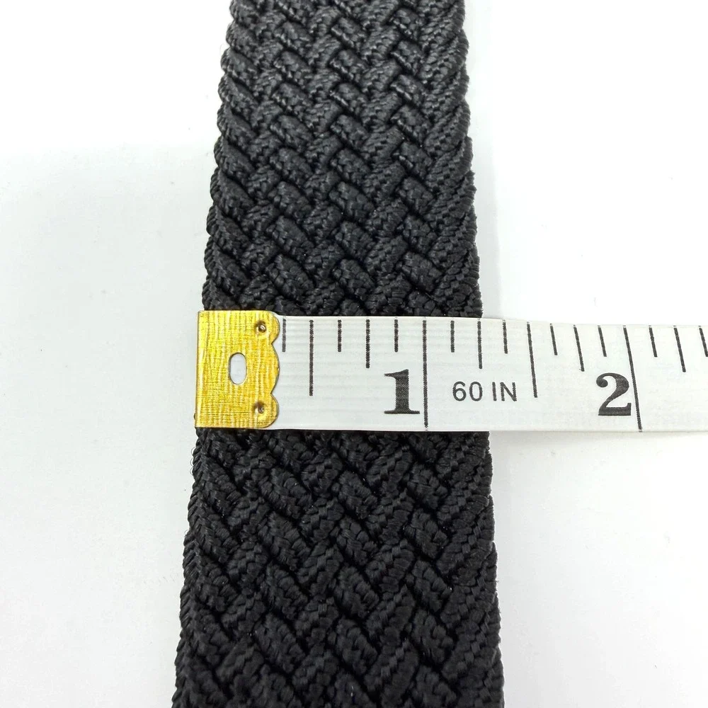 Original Penguin HN86103 Braided Stretch Belt Leather Trim Black Size M 34-36